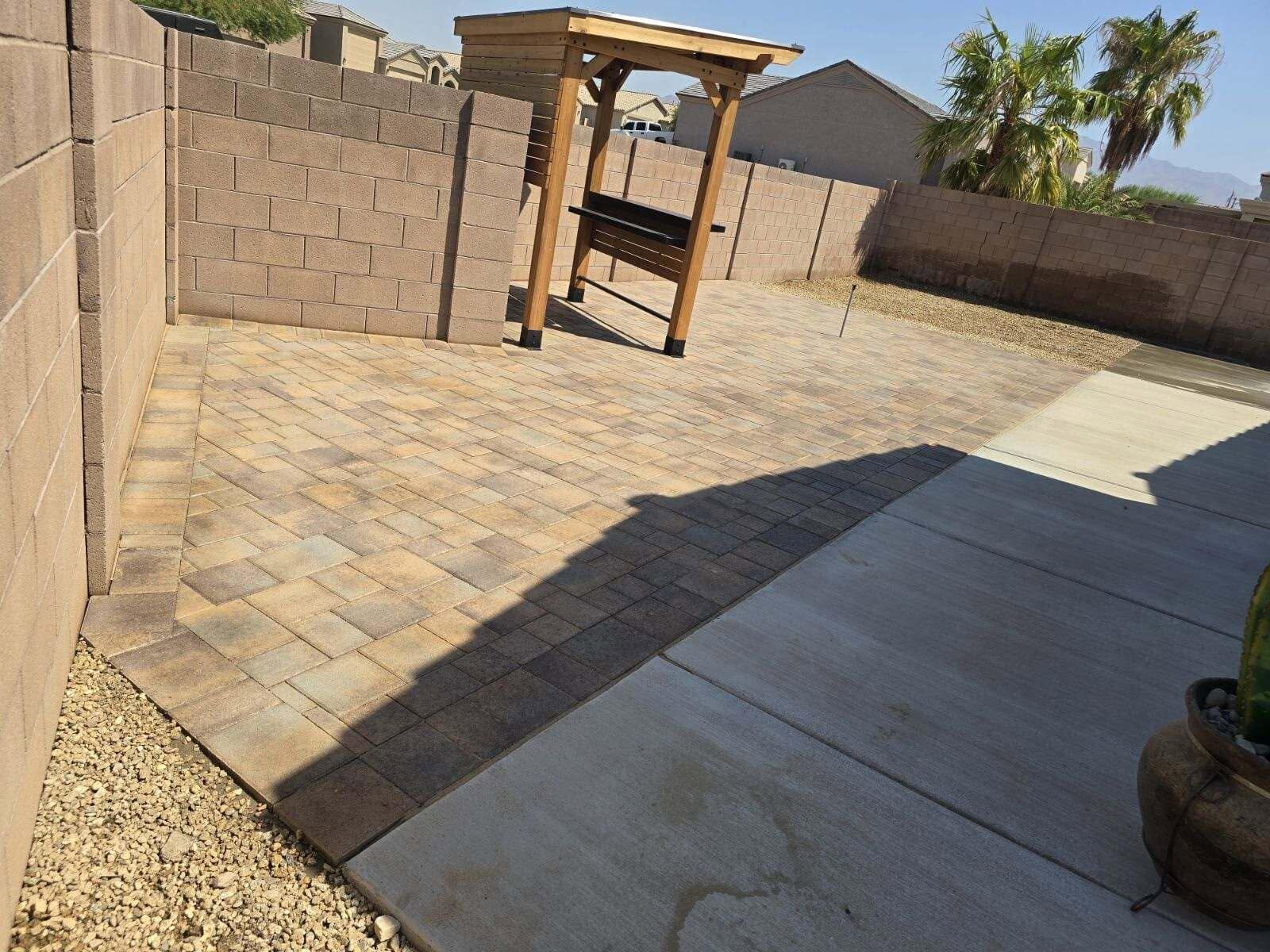 Pergola Backyard Paver Expansion by Havasu Pavers in Lake Havasu City