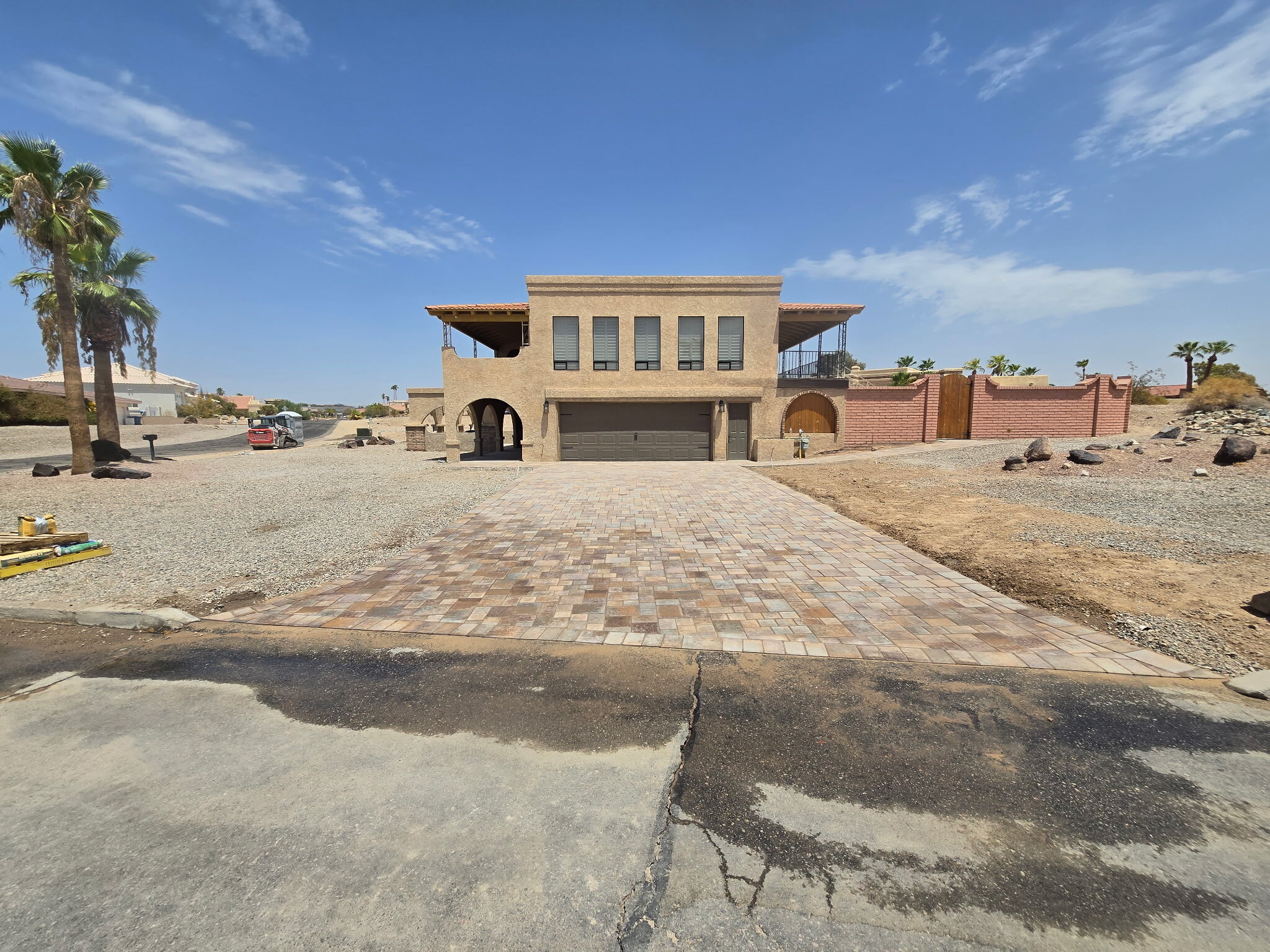 Warm Paver Driveway & Side Extension by Havasu Pavers in Lake Havasu City