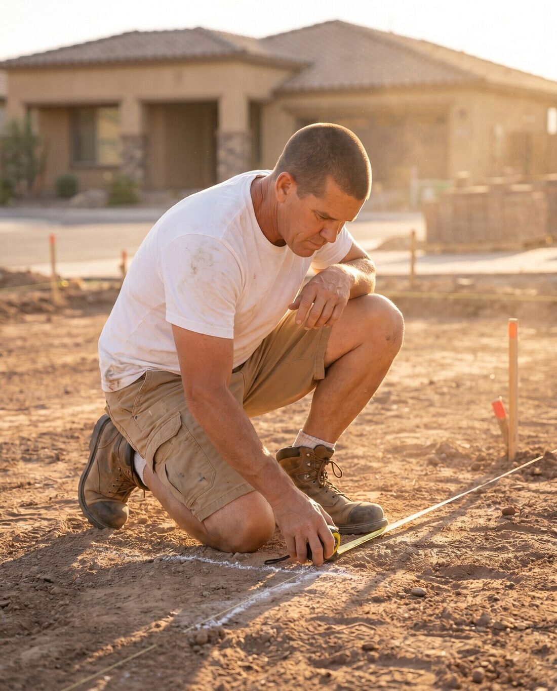 Bob Askey reading the grade on a Lake Havasu City job site